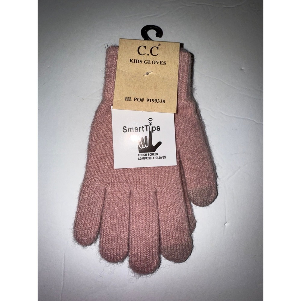 C.C Kids SmartTips Touch Screen Compatible Knit Gloves Dusty Rose Pink New